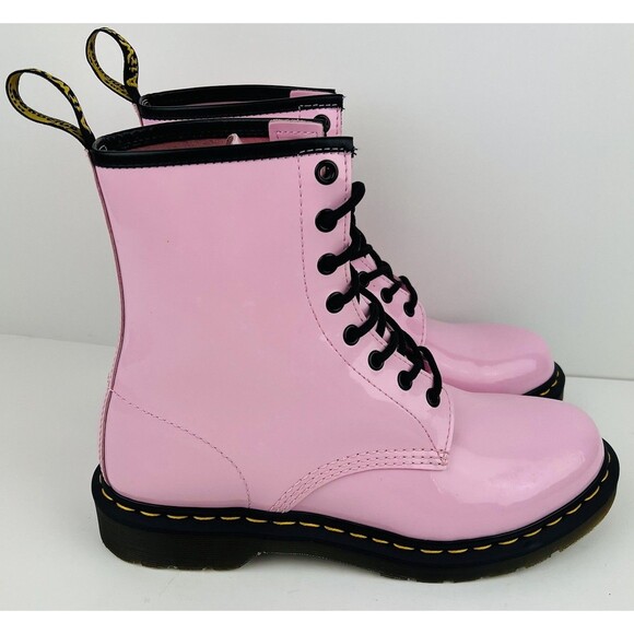 Doc Dr Martens 1460 Light Pink Patent Leather Combat Boots Womens Size 10 - Picture 1 of 12